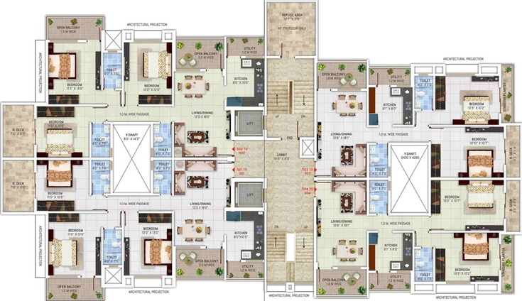 Floor Plan of Veerroshan Gokul Heights in KT Nagar, Nagpur - Image 10632