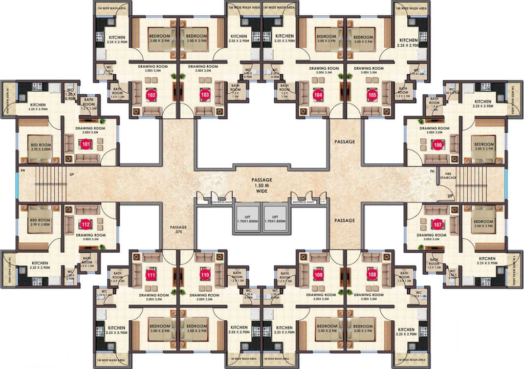 Floor Plan of Annapurna Nirmiti Heights in Jaitala, Nagpur - Image 10791