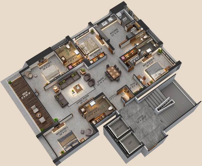 4 BHK Flat in Happy Astoria in Vesu, Surat - Image 734276