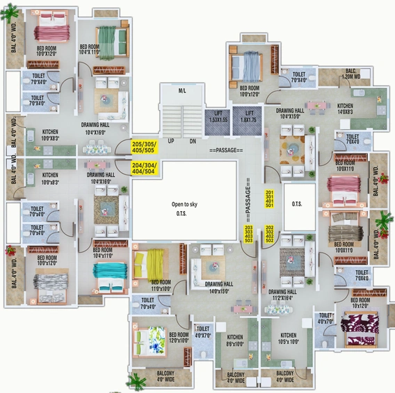 Floor Plan of Aakar Residency in Manewada, Nagpur - Image 11247