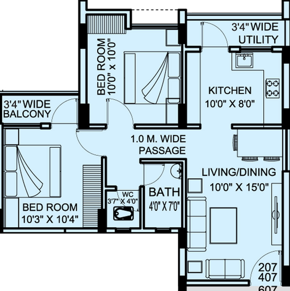 2 BHK Flat in Orchid - Satyam Garden in Godhani Road, Nagpur - Image 422296