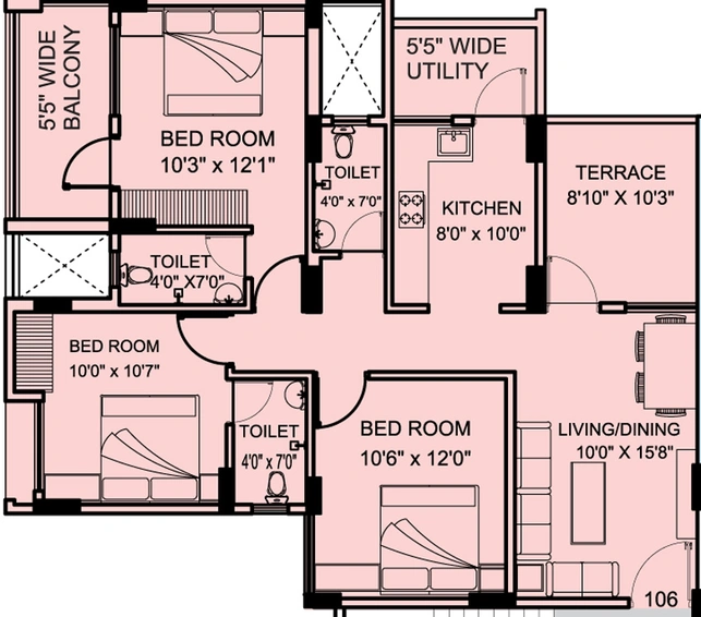 3 BHK Flat in Orchid - Satyam Garden in Godhani Road, Nagpur - Image 422298
