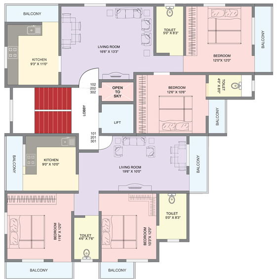Floor Plan of Madhav Apartment 6 in Pratap Nagar, Nagpur - Image 11488