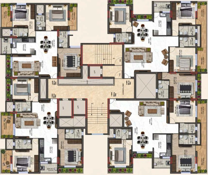 Floor Plan of Jarry The Empire in Kamptee Road, Nagpur - Image 11513