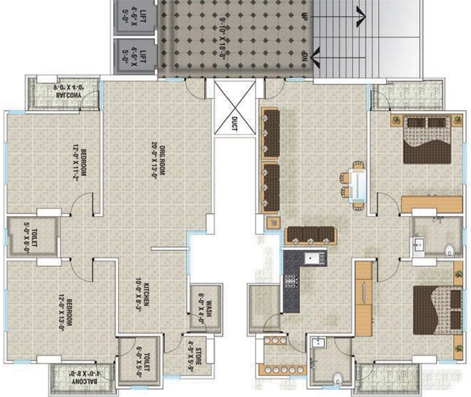 Floor Plan of Trinity Durga Heights in Mujmahuda, Vadodara - Image 32589