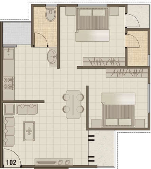 2 BHK Flat in Akhand Anantam Residency in New Sama, Vadodara - Image 461079