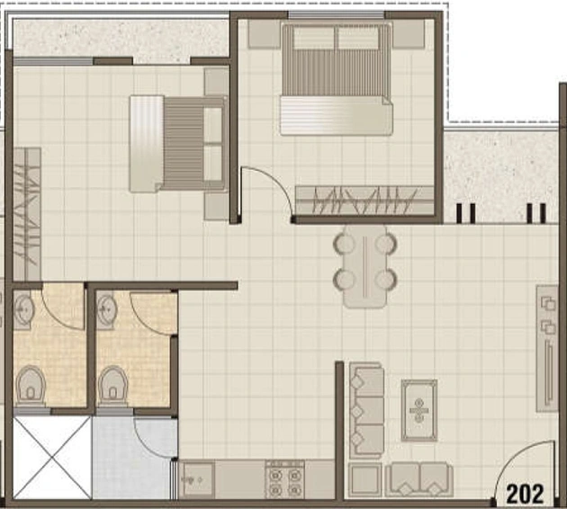 2 BHK Flat in Akhand Anantam Residency in New Sama, Vadodara - Image 461080