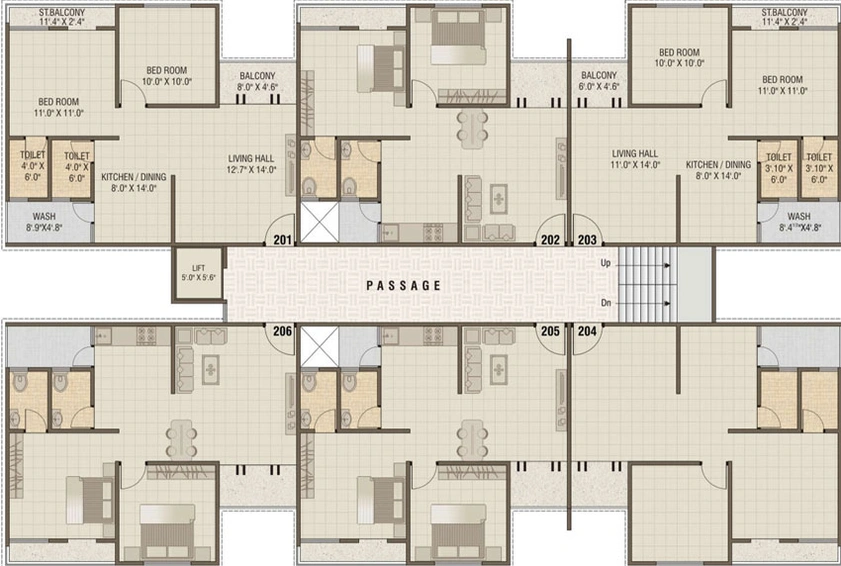 Floor Plan of Akhand Anantam Residency in New Sama, Vadodara - Image 32728