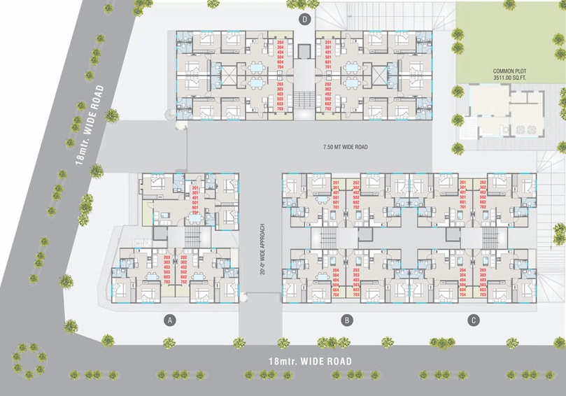 Master Plan of Avadh Heights in Bhayli Road, Vadodara - Image 34101