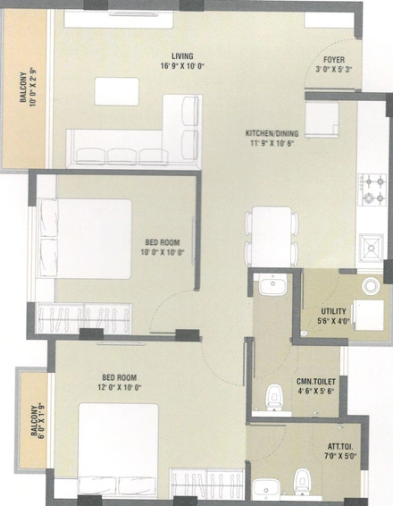 2 BHK Flat in Deetya Omkaar Heights in Maneja, Vadodara - Image 463109