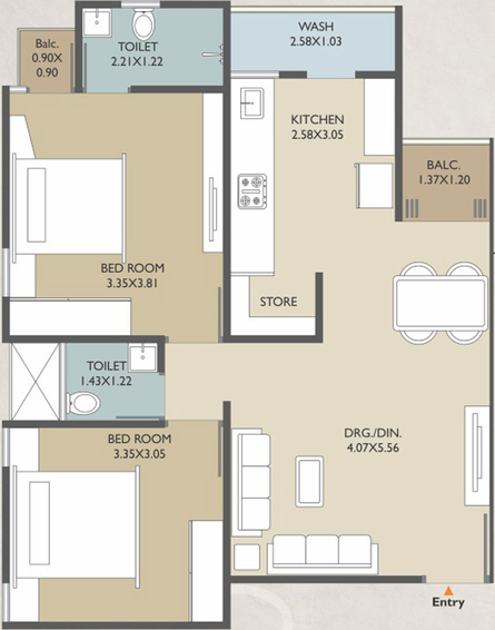 2 BHK Flat in Friends Al Hatim in Tandalja, Vadodara - Image 463155