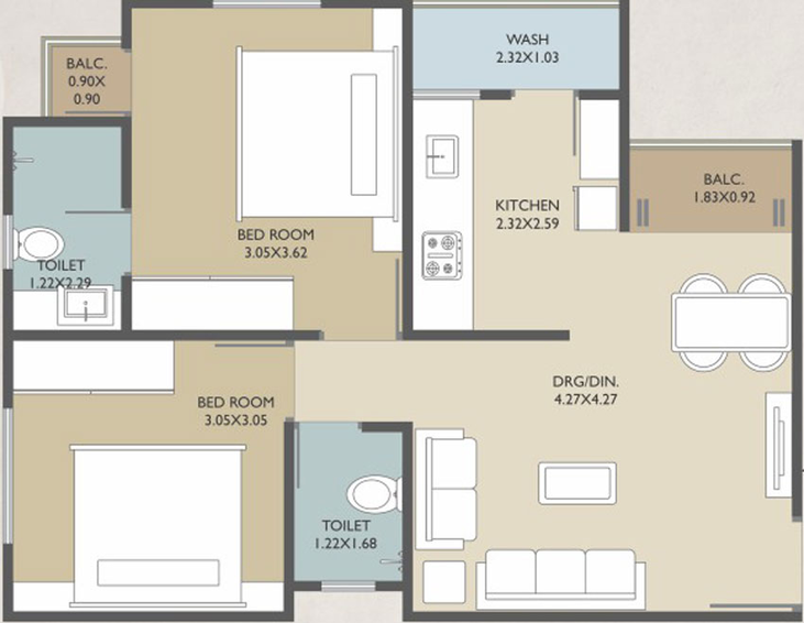 2 BHK Flat in Friends Al Hatim in Tandalja, Vadodara - Image 463154