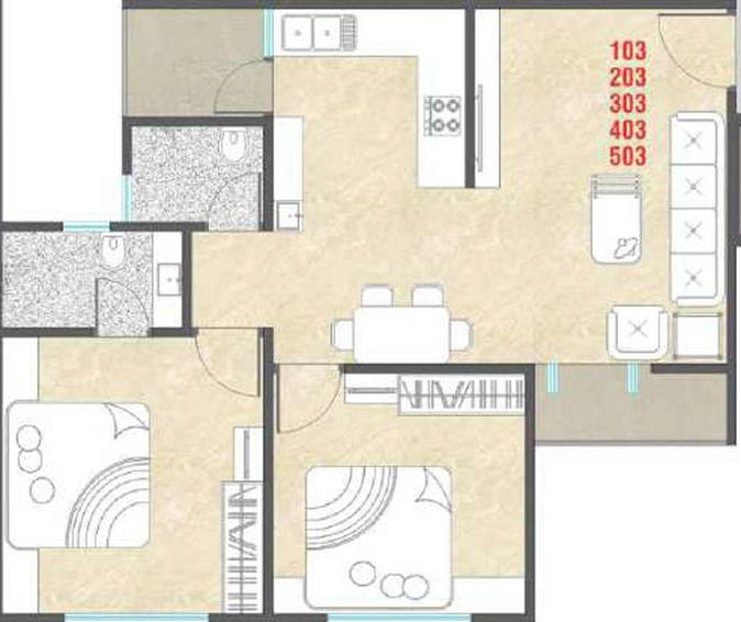 2 BHK Flat in Shiv Aashray Residency in Chhani, Vadodara - Image 463419