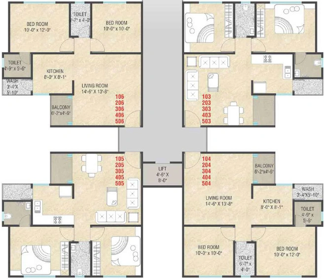 Floor Plan of Shiv Aashray Residency in Chhani, Vadodara - Image 34400