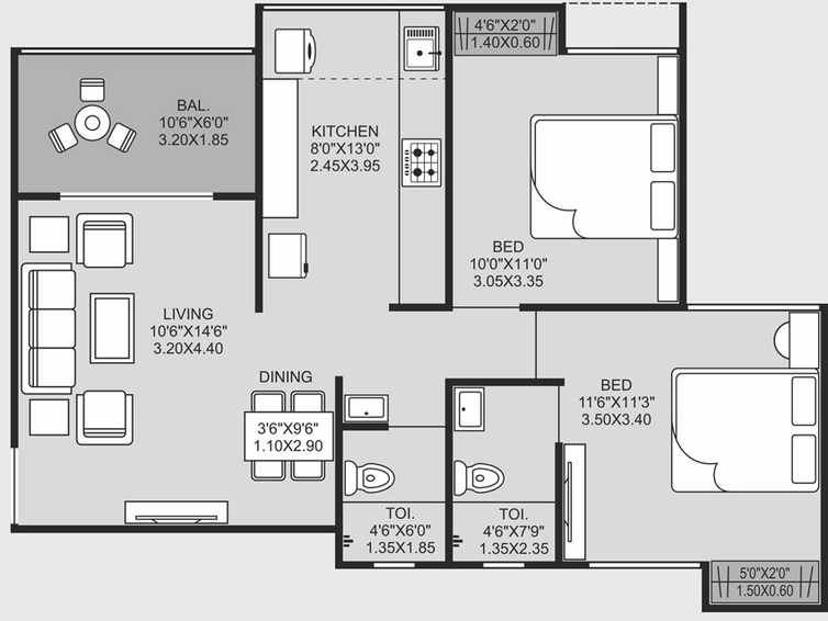 2 BHK Flat in Siddhivinayak Vision Exotica in Bhosari, Pune - Image 427244
