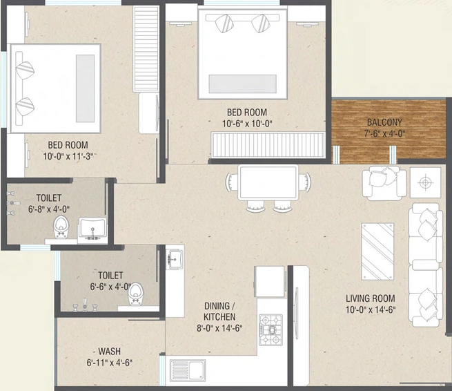 2 BHK Flat in Arch The Florence in Bhayli Road, Vadodara - Image 464496