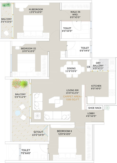 3 BHK Flat in Sonigara Codename Vogue in New Sanghavi, Pune - Image 802566