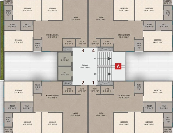 Floor Plan of Roongta Green Homes in Godadara, Surat - Image 39375