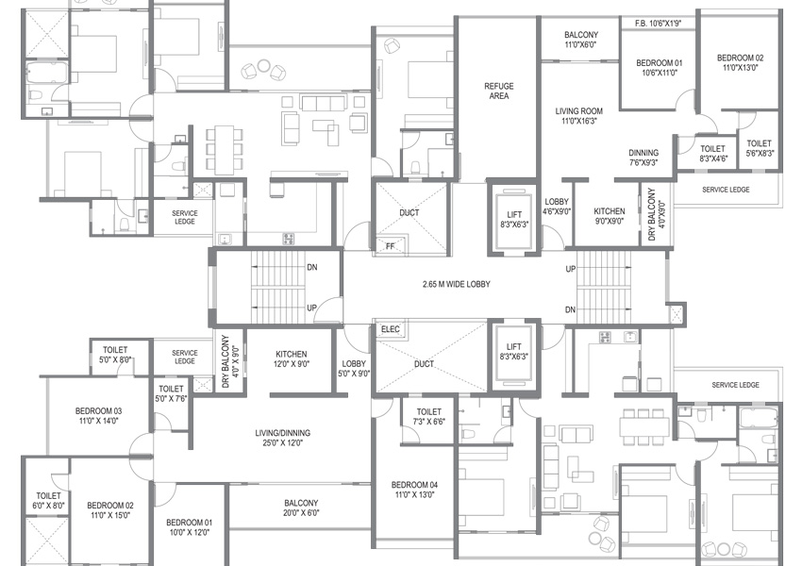 Floor Plan of Mantra Mirari in Mundhwa, Pune - Image 14229