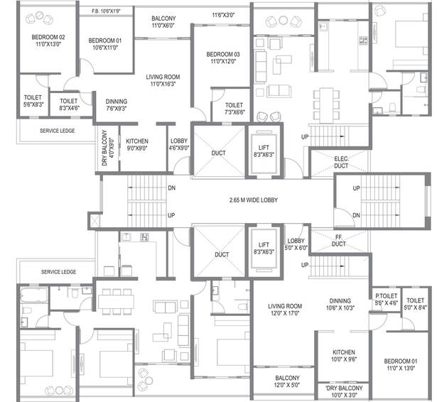 Floor Plan of Mantra Mirari in Mundhwa, Pune - Image 14228