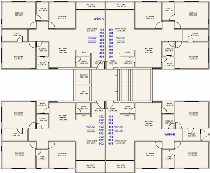 Floor Plan of Dhanani Towers in Sevasi, Vadodara - Image 37466