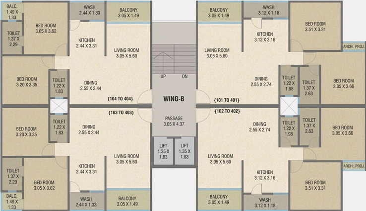 Floor Plan of Grey Etihad Towers in Tandalja, Vadodara - Image 37473
