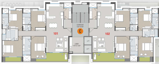 Floor Plan of Fortune Imperia 2 in Bhayli Road, Vadodara - Image 37547