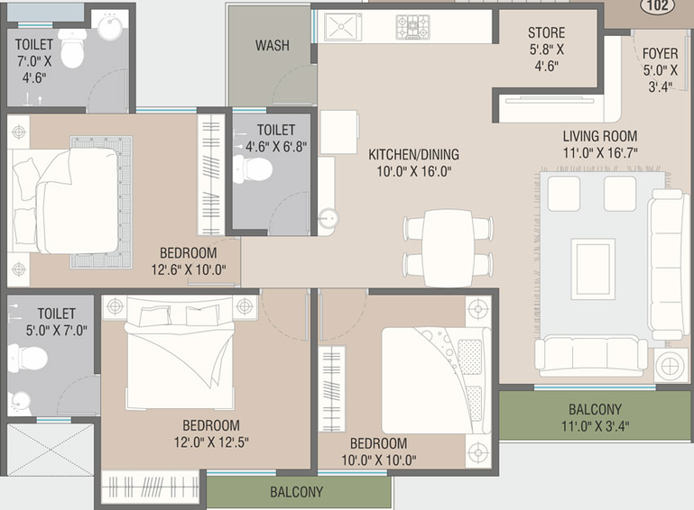 3 BHK Flat in Shivay Splendid in Ankhol, Vadodara - Image 469414