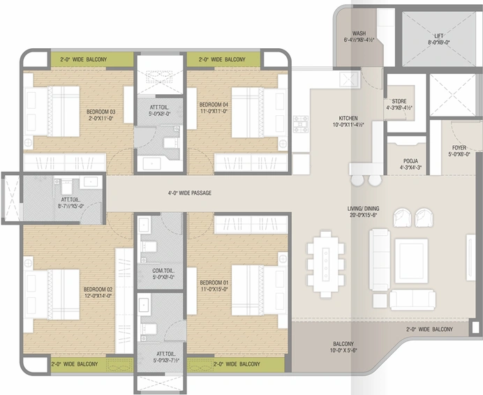4 BHK Flat in Kasper Genesis in Bhayli Road, Vadodara - Image 470333
