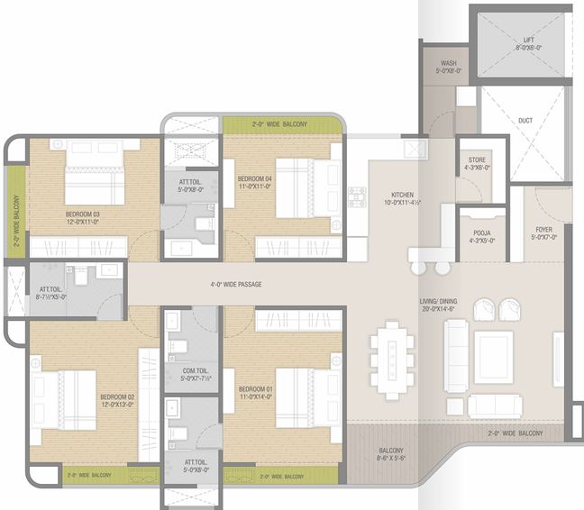 4 BHK Flat in Kasper Genesis in Bhayli Road, Vadodara - Image 470332