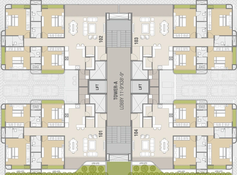 Floor Plan of Kasper Genesis in Bhayli Road, Vadodara - Image 38283