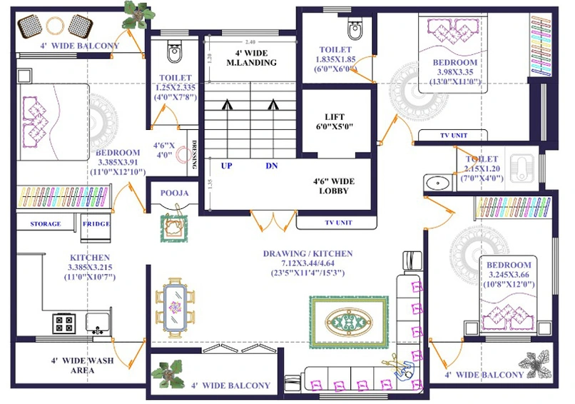 Floor Plan of Brixwell Lavender Residency in Manish Nagar, Nagpur - Image 11804