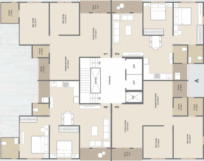 Floor Plan of Pavilion Heights in Gotri, Vadodara - Image 38421