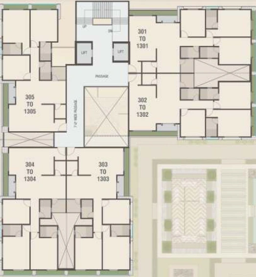 Floor Plan of Darshanam Twin Tower in Pratham Upvan, Vadodara - Image 38626