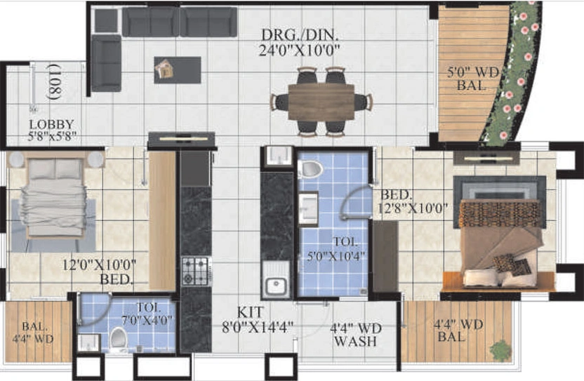 2 BHK Flat in KBG Platinum in Bhawrasla, Indore - Image 500817