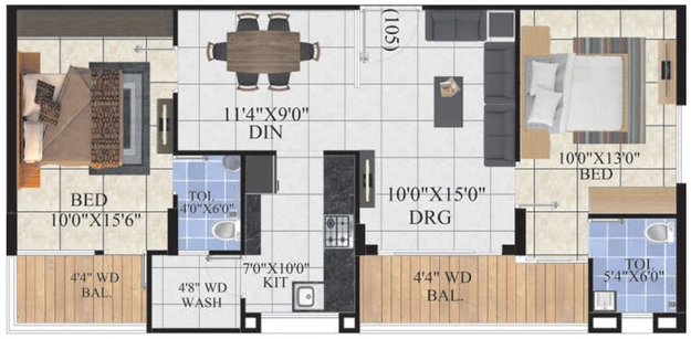2 BHK Flat in KBG Platinum in Bhawrasla, Indore - Image 500816