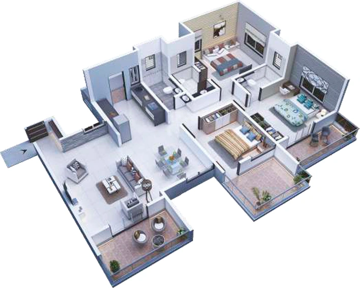 3 BHK Flat in Shiv Kailasa Phase 2 in Mihan, Nagpur - Image 423344