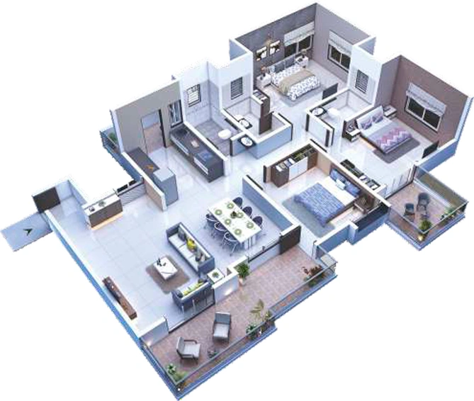 3 BHK Flat in Shiv Kailasa Phase 2 in Mihan, Nagpur - Image 423342