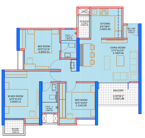 3 BHK Flat in Ceratec Presidential Towers in Ravet, Pune - Image 429341