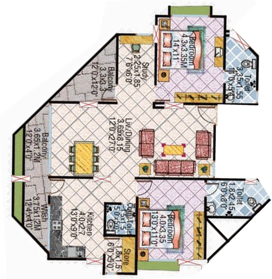 2.5 BHK Flat in BCM Planet in Nipania, Indore - Image 630714