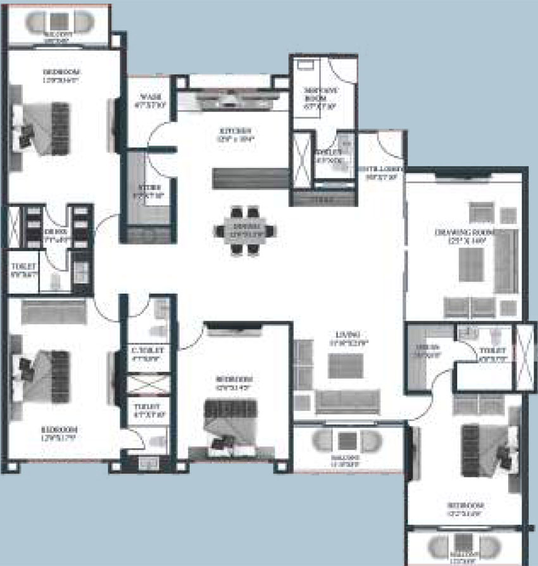4 BHK Flat in Maze The Residence in Bicholi Mardana, Indore - Image 195954