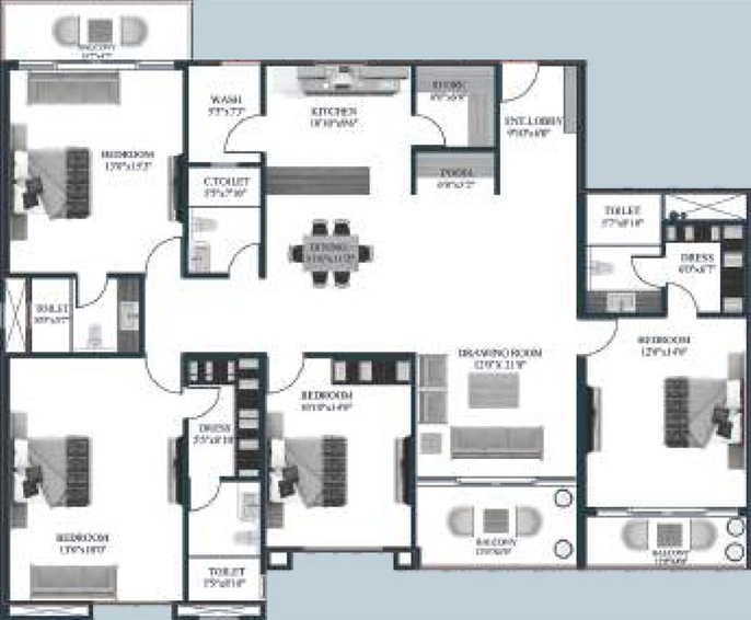 4 BHK Flat in Maze The Residence in Bicholi Mardana, Indore - Image 195953