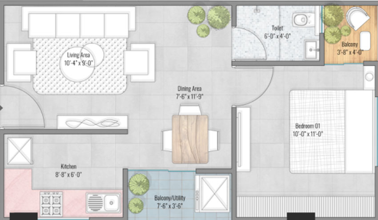 1 BHK Flat in Buildwell Eminence in Ujjain Road, Indore - Image 686864