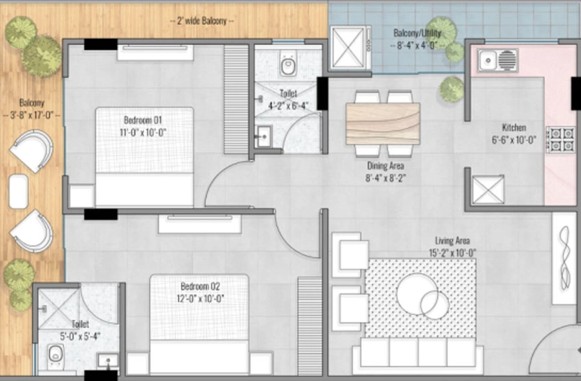 2 BHK Flat in Buildwell Eminence in Ujjain Road, Indore - Image 686866