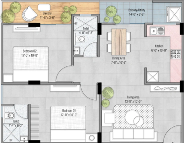 2 BHK Flat in Buildwell Eminence in Ujjain Road, Indore - Image 686865