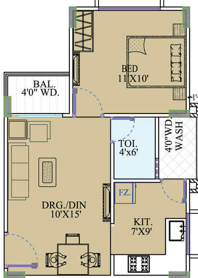 1 BHK Flat in Agarwal Emerald Pratham in AB Bypass Road, Indore - Image 501366