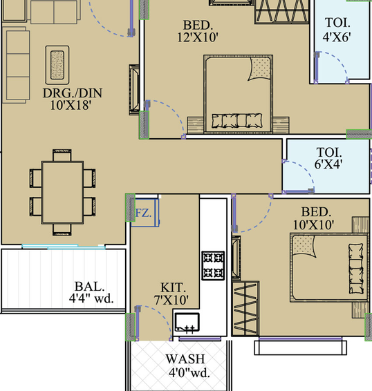 2 BHK Flat in Agarwal Emerald Pratham in AB Bypass Road, Indore - Image 501367