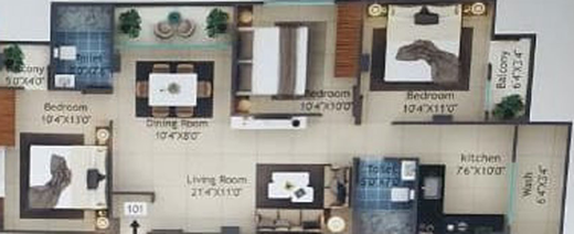 3 BHK Flat in NM Grande in Lalaram Nagar, Indore - Image 501449