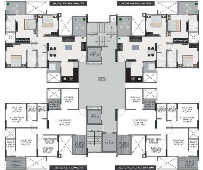 Floor Plan of Pristine Greens in Moshi, Pune - Image 14891