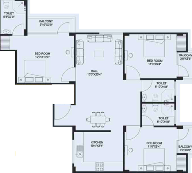 3 BHK Flat in Satya Malwa County in Bypass Road, Indore - Image 501678